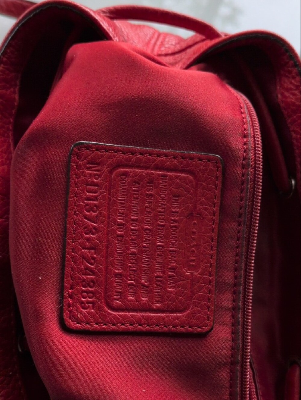 Red Leather Drawstring Backpack - Picture 4 of 5